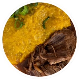 Purê de Moranga com Carne de Panela